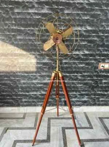 Antique Style Adjustable Wooden Tripod Fan Perfect Vintage Decor Christmas Gift - Picture 1 of 8