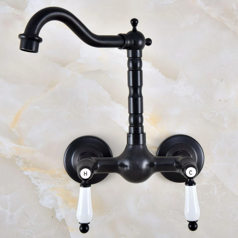 Black Oil Brass Bathroom Kitchen basin Sink mixer tap faucet Wall mounted ynf869 - Image 1 of 1