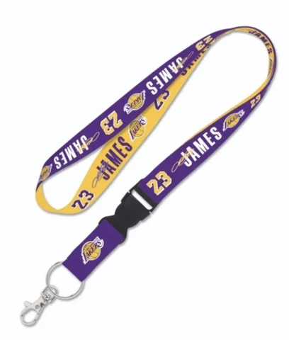 LEBRON JAMES LOS ANGELES LAKERS LANYARD W/ DETACHABLE BUCKLE 1" WIDE 22" LONG Cover
