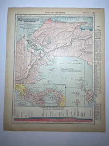 1904/1908 Isthmus of Panama Map  fm 1910 Rand McNally Imperial Atlas SEE DESCRIP - Picture 1 of 3