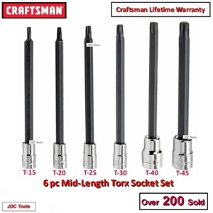 CRAFTSMAN TOOLS 6 pc 1/4 3/8 Long Torx / Star bit ratchet wrench socket set - Bild 1 von 4