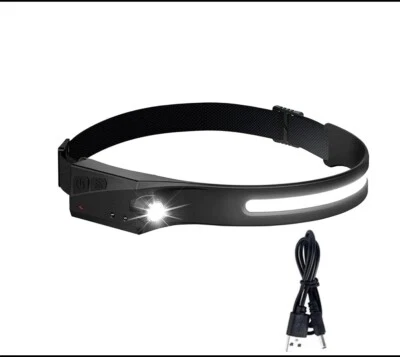 LED Headlamp USB Rechargeable Motion Sensor  Flashlight Waterproof Outdoor - Image 1 of 4