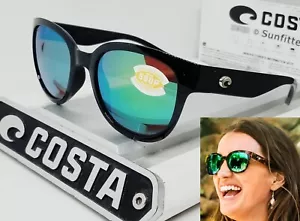 COSTA DEL MAR black/green mirror SALINA polarized 580P sunglasses NEW IN BOX! - Picture 1 of 11