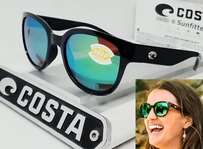 Gafas de sol COSTA DEL MAR negro/verde espejo SALINA polarizadas 580P ¡NUEVAS EN CAJA! Foto 1 de 4