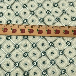 Cotton Fabric Cream Green FLORAL PRINT- 3.5  yards-Flowers Leafs  - Picture 1 of 4