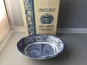 Stanfordshire Ironstone Liberty Blue Minute Men Oval Baker Made In England NIB - Picture 1 of 3