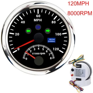 85mm Waterproof GPS Speedometer Gauge 120MPH 8000RPM Tachometer RED LED US STOCK - Picture 1 of 7