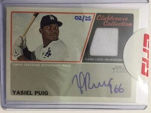 Yasiel Puig Clubhouse Collezione Autografo Reliquia #02/25 2015 Topps Heritage Auto - Foto 1 di 2