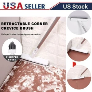 Steel Scrub Brush Long Handle Tile Crevice Grout Brush Cleaning Rotatable Brush - Picture 1 of 12