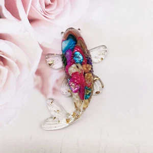 5pc Natural Color Agate Fish Carving Carp Resin Crystal Quartz Healing Decorate - Picture 1 of 6