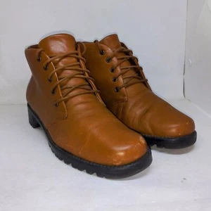 SoftSpots Leather Lace Up Boots-Size 7.5-Brown-Minimal-Cottagecore-Comfort - Picture 1 of 8