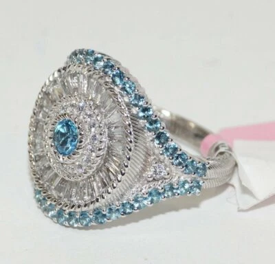 7.CT London Blue Topaz Cubic Zirconia 925 Sterling Silver Beautiful Wedding Ring - Image 1 of 4