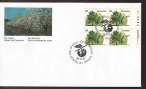 Canada FDC 1991 Fruit Tree 65¢ Black Walnut, UR inscription PB, sc#1367 - Picture 1 of 1