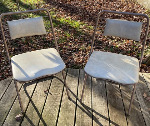 Sets of 2 Vintage Cosco Padded Vinyl Folding Chairs Cover
