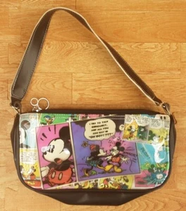 Mickey & Minnie Mouse Disney Cartoon Comic Strip Small Vinyl Clutch Purse Bag - Picture 1 of 7