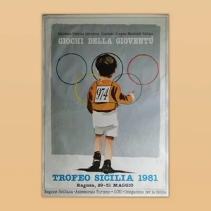 Poster Pubblicitario Giochi Della Gioventù Trofeo Sicilia 1981 CONI - Imagen 1 de 1