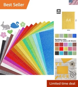 10 Color Multi-Pack Glitter Cardstock - A4 Size, Ideal for Crafting Projects - Picture 1 of 11