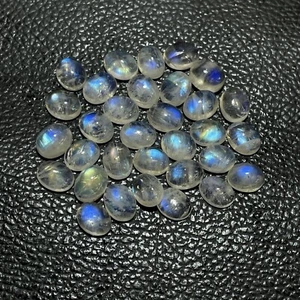 Natural Rainbow Moonstone Oval Cabochon Wirewrap Gemstone Jewelry Supply 7x9 mm - Bild 1 von 4
