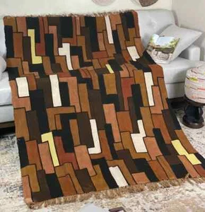 Jami Brown Handmade Mudcloth Blanket Bogolan Textile Bedsheet Boho Africa Decor - Picture 1 of 10