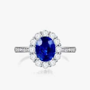 Anello donna 2 ct taglio ovale diamante creato in laboratorio fede nuziale placcato oro bianco 18 kt - Foto 1 di 10