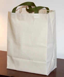 2 PAK Cotton CANVAS GROCERY BAG Shopping Totes USA MADE - Picture 1 of 3