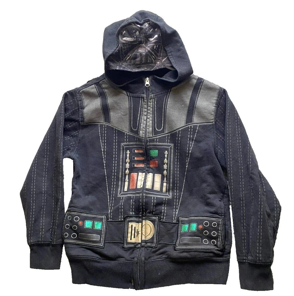 Star Wars Sweatshirt Youth Medium Black Darth Vader Full Zip Hoodie Boys - Image 1 of 4