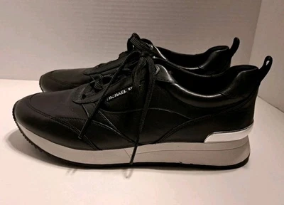 Womens Michael Kors Allie Stride Leather Black Shoes 9 - Image 1 of 4