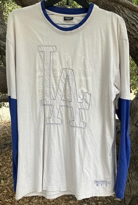 Camisa de béisbol Nike Los Angeles Dodgers LS puntada vintage LA retro para hombre grande Foto 1 de 4