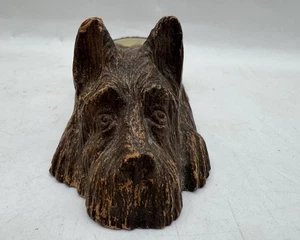 Vintage Syroco Scottie Hund aus Holzimitat mit Thermometer auf dem Rücken ISTZUSTAND - Bild 1 von 11