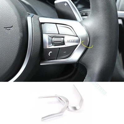 For BMW M3 M4 2015-2020 M5 X5M Matte Silver Steering Wheel Button Switch Trim 2X - Image 1 of 4
