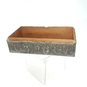 Vintage japanische versilberte Holz ausgekleidet Pagode Zigaretten-/Schmuckschatulle ohne Deckel - Bild 1 von 10