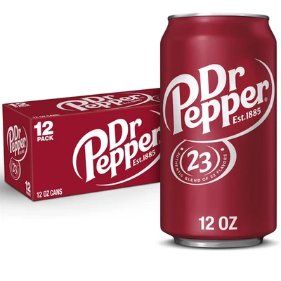 Dr Pepper Soda Pop, 12 fl oz, paquete de 12 latas Foto 1 de 4