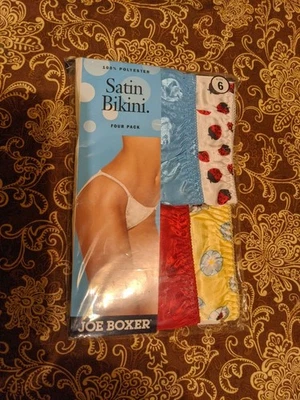 Vtg Joe Boxer Satin String Bikini Panties Size 6 - Image 1 of 4