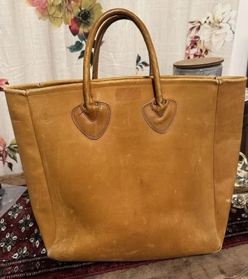 Vintage 1950’s -1960’s LL Bean Boat And Tote Leather Bag Green Script  Tag - Image 1 of 4