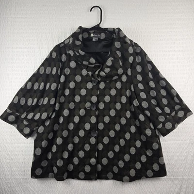 Зеленая и белая вязаная куртка Damee Inc в горошек на пуговицах с воротником размер XL Art To Wear - Изображение 1 из 4