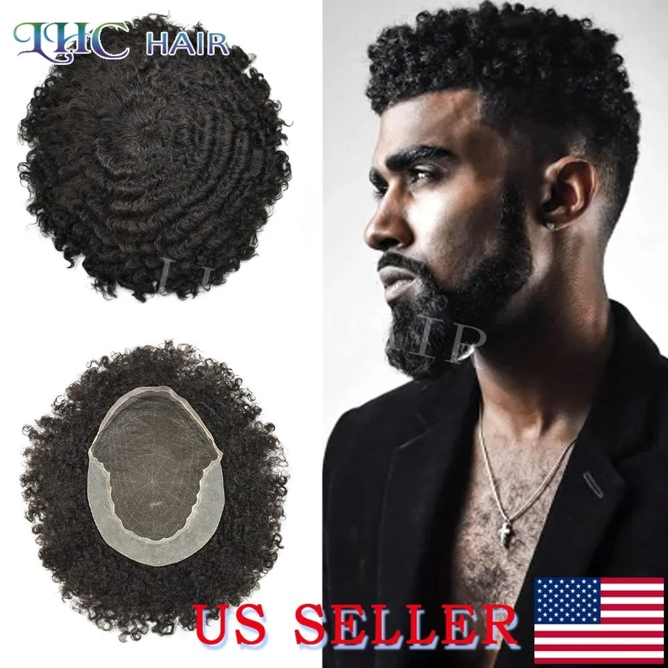 LYRICALHAIR Encaje Frontal Afro Toupee Para Hombres Negros Cabello Humano Unidades Pelo Suave Foto 1 de 4