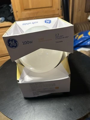 GE 100-Watt Soft White Frosted White Old Style G40 Globe Light - 5-inch Diameter - Image 1 of 3