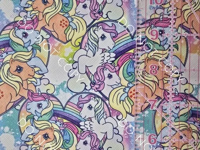 Custom Printed Faux Leather Vinyl Roll My Little Pony Rainbow Hearts 12x54  - Image 1 of 2
