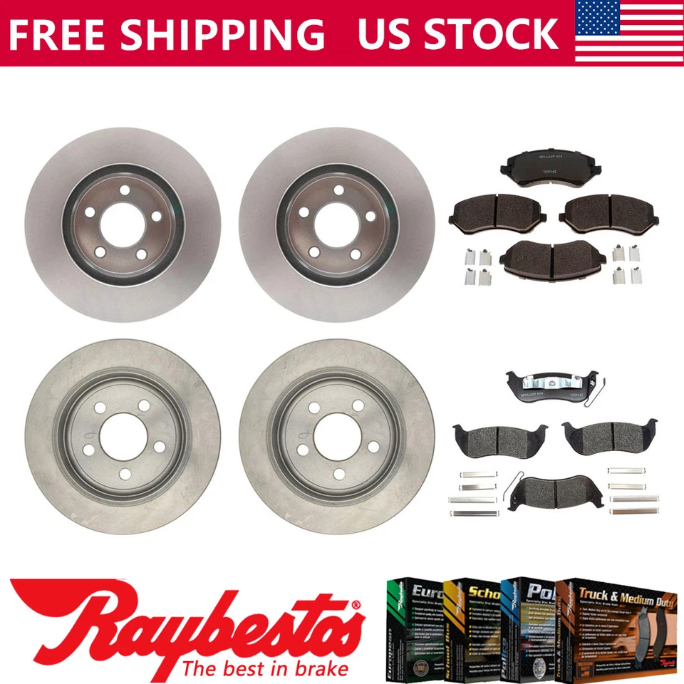 Rotores de freno delanteros traseros y pastillas de freno de cerámica para Jeep Liberty 2003-2007 Foto 1 de 4