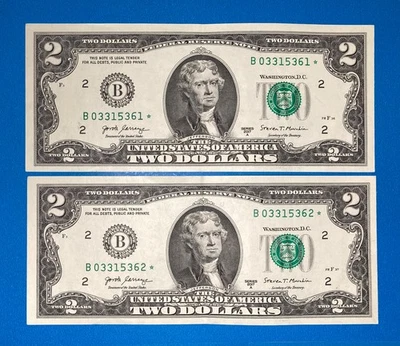 B 03315361 - 62 * 160K Star Note 2017A (NY / B / 2) $2 Two Dollar Bill - Image 1 of 2