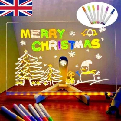 LED Note Board with Colors, Acrylic Dry Erase Board with 7 Pens, Christmas Gift - Image 1 of 4