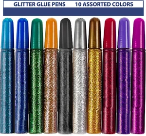 10 Pack - Non-Toxic Washable Glitter Glue Stick Set, Glitter Glue Gel Pens for A - Picture 1 of 4