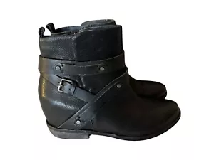 Joe’s Women’s Black Leather Buckled Spappy Ankle Boots Size 8.5 M - Picture 1 of 11