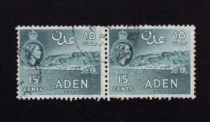 Aden 50a 15¢ Camel Transport, Grayish Green Stamp Pair USED 1959 - Picture 1 of 4