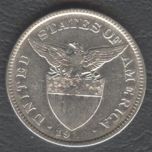 1920 US Administration Philippines 50 CENTAVOS Silver Coin - Stock #A2 - Picture 1 of 4