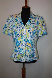 Le Suit Essentials Sz 10 Colorful Floral Short Sleeve Buttoned Lined Jacket - Picture 1 of 6