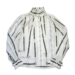 NWT Equipment Loudette in Nature White Chain Print Silk Tie Neck Blouse Shirt S - Picture 1 of 7
