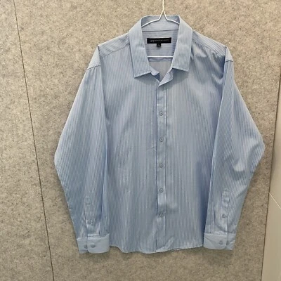 Jonathan Adams Mens Shirt  Size L Blue Stripe Long Sleeve Poly Cotton Button - image 1 of 4