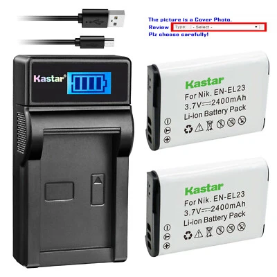 Cargador LCD de batería Kastar para cámara Nikon EN-EL23 MH-67P y Nikon Coolpix P600 Foto 1 de 4