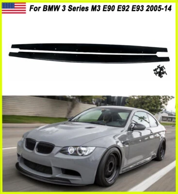2x Gloss Black Side Skirts Extensions For 2005-2014 BMW 3 Series M3 E90 E92 E93 Foto 1 de 4